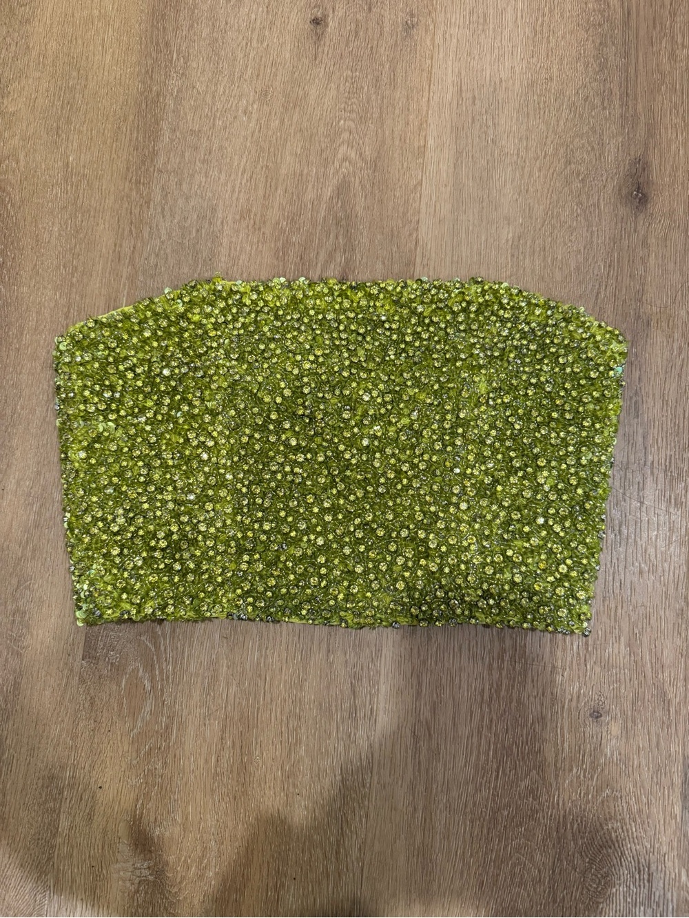 Alice + Olivia Lime Green Beaded Strapless Crop Top